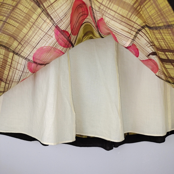 Talbot's 100% Cotton Fully Lined Olive/Brown/Cream Midi Skirt Sz. 4 - Picture 2 of 8